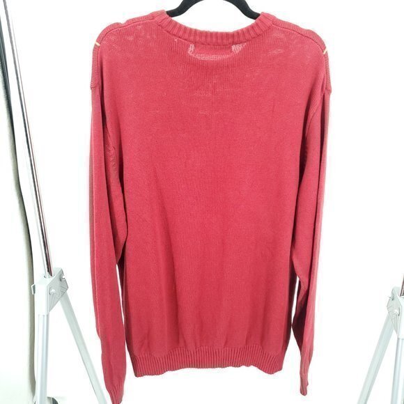 Men's Oscar de la Renta XL Ribbed Red Crew Neck Sweater 100% Cotton - Picture 2 of 16